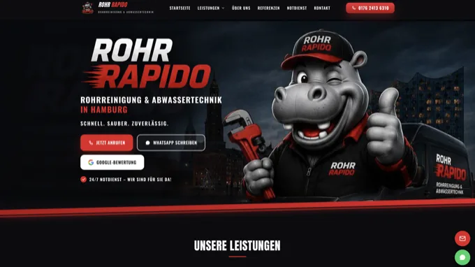 Rohr Rapido – Website von Web.Agentur Köln